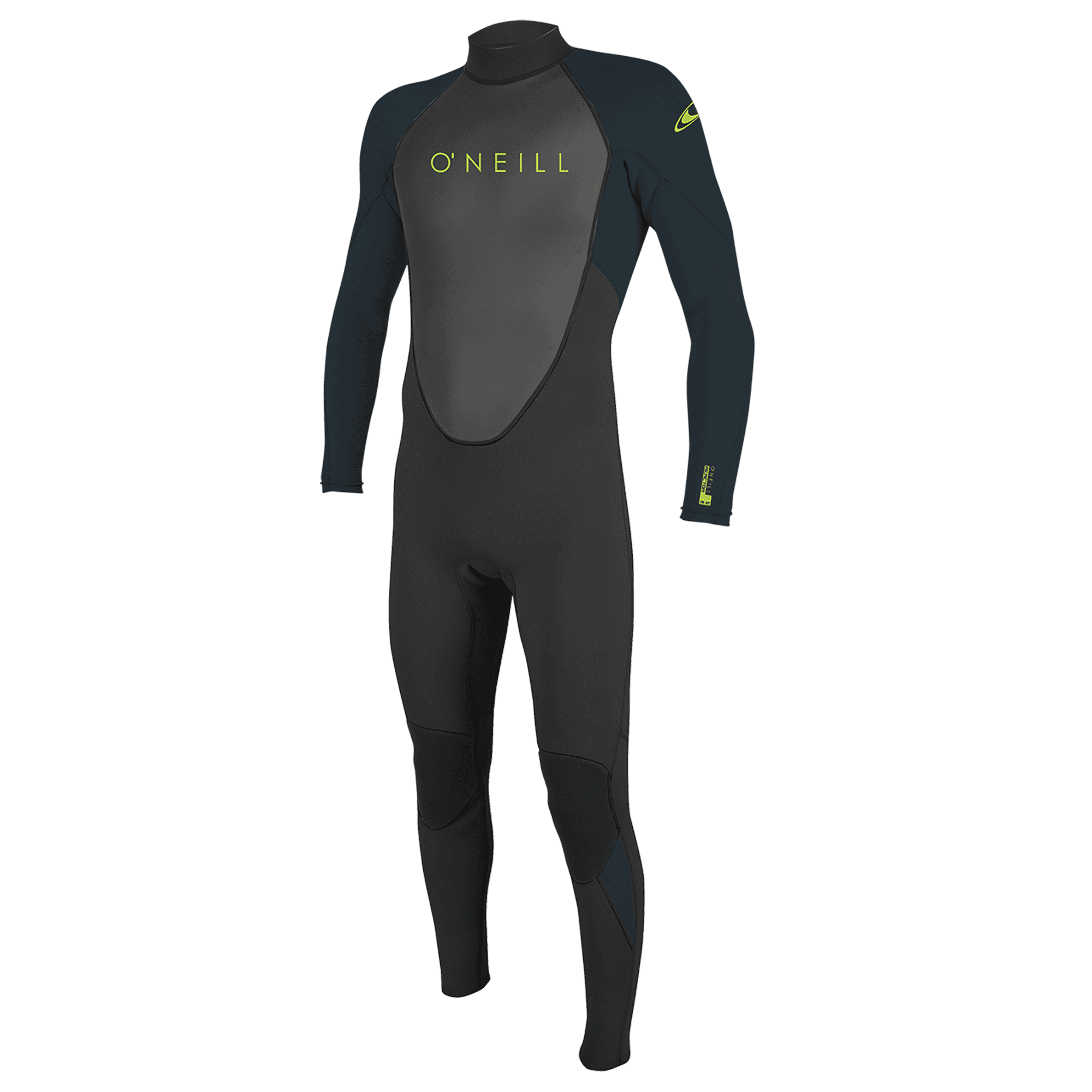 O'Neill Neoprenanzug für Herren - Windsport Fehmarn Schwarzer O'Neill Herren-Neoprenanzug mit langen Ärmeln und Beinen vor weißem Hintergrund