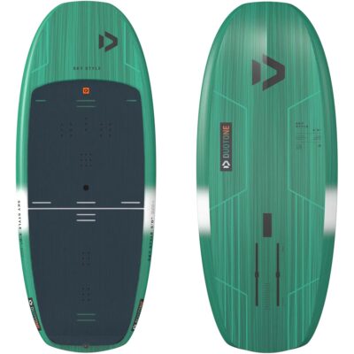 Vorder- und Rückseite des Duotone Sky Style 5'0 Wingboards in Türkis mit schwarzem Deckpad.