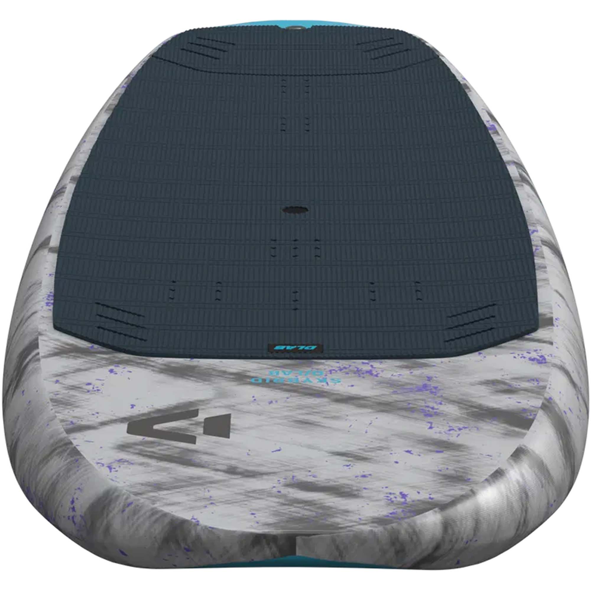 Duotone Skybrid D/LAB Wingboard - Windsport Fehmarn Draufsicht auf ein Duotone Skybrid D/LAB Wingboard mit grau-weißem Marmormuster und dunklem Grip-Pad.