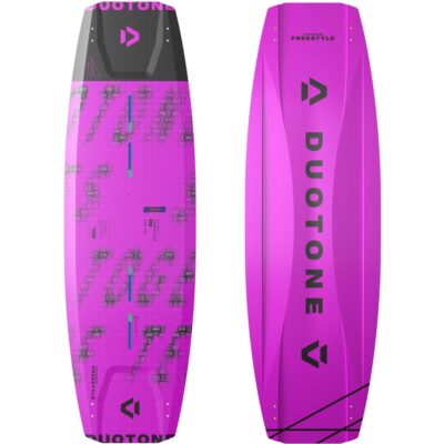 Vorder- und Rückseite des pinken Duotone Team Series Freestyle SLS Kitesurfboards 2026