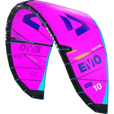 Pinker Duotone Evo SLS 2025 Kitesurf-Kite in Studioansicht auf weißem Hintergrund