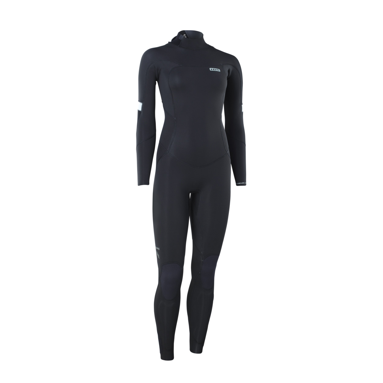 ION Amaze Core Damen-Neoprenanzug - Windsport Fehmarn Schwarzer ION Amaze Core 4/3 Back-Zip Neoprenanzug für Damen vor weißem Hintergrund