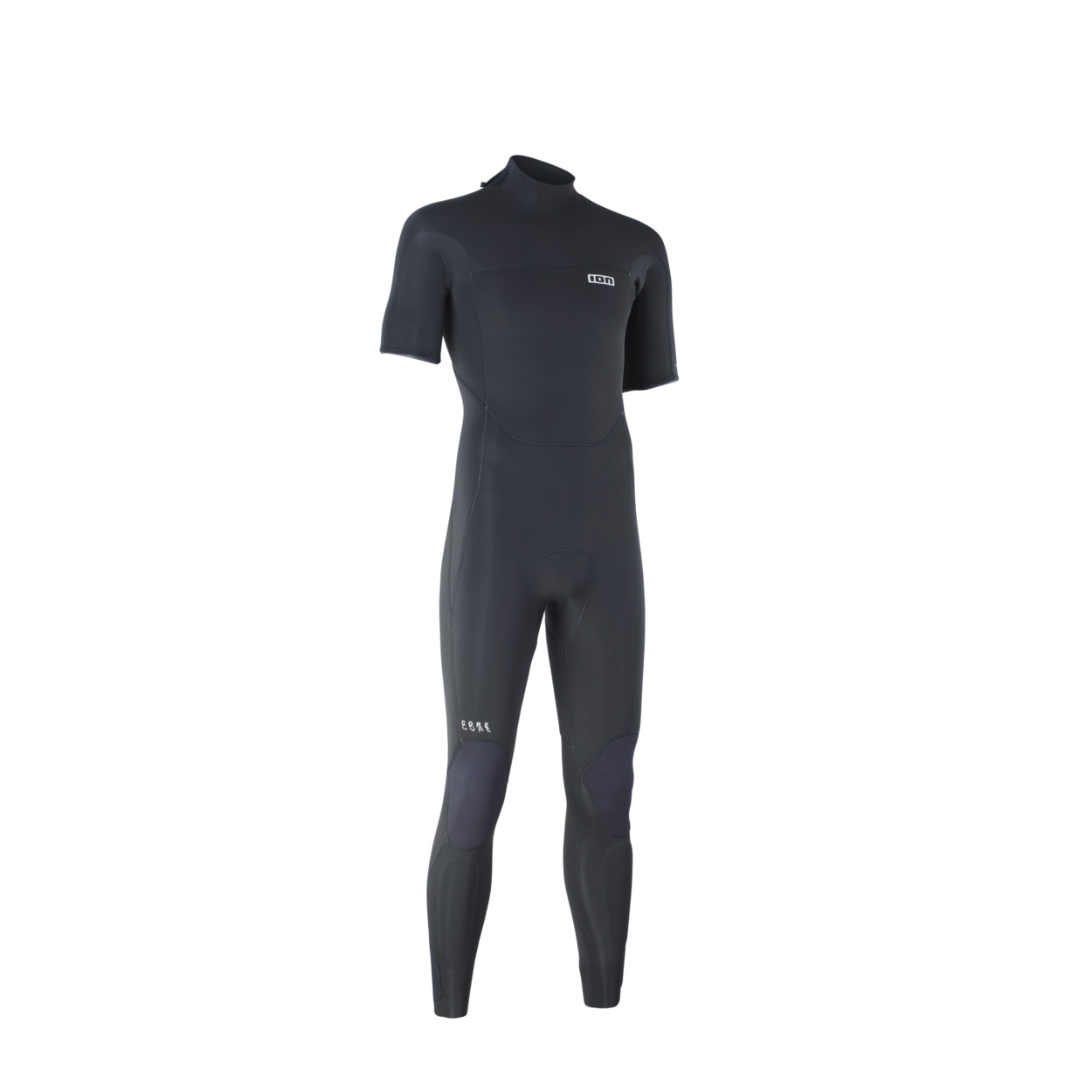 ION Seek Core 3.5 Neoprenanzug - Windsport Fehmarn Schwarzer ION Seek Core 3.5 SS Kurzarm-Neoprenanzug mit Rückenzipper vor weißem Hintergrund.