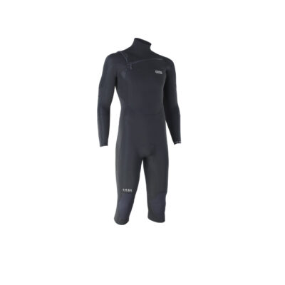Schwarzer ION Seek Core 4/3 Overknee Neoprenanzug für Herren mit Front-Zip vor weißem Hintergrund.