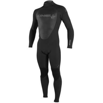 Schwarzer O'Neill Epic 4/3mm Herren-Neoprenanzug mit Back-Zip vor weißem Hintergrund.