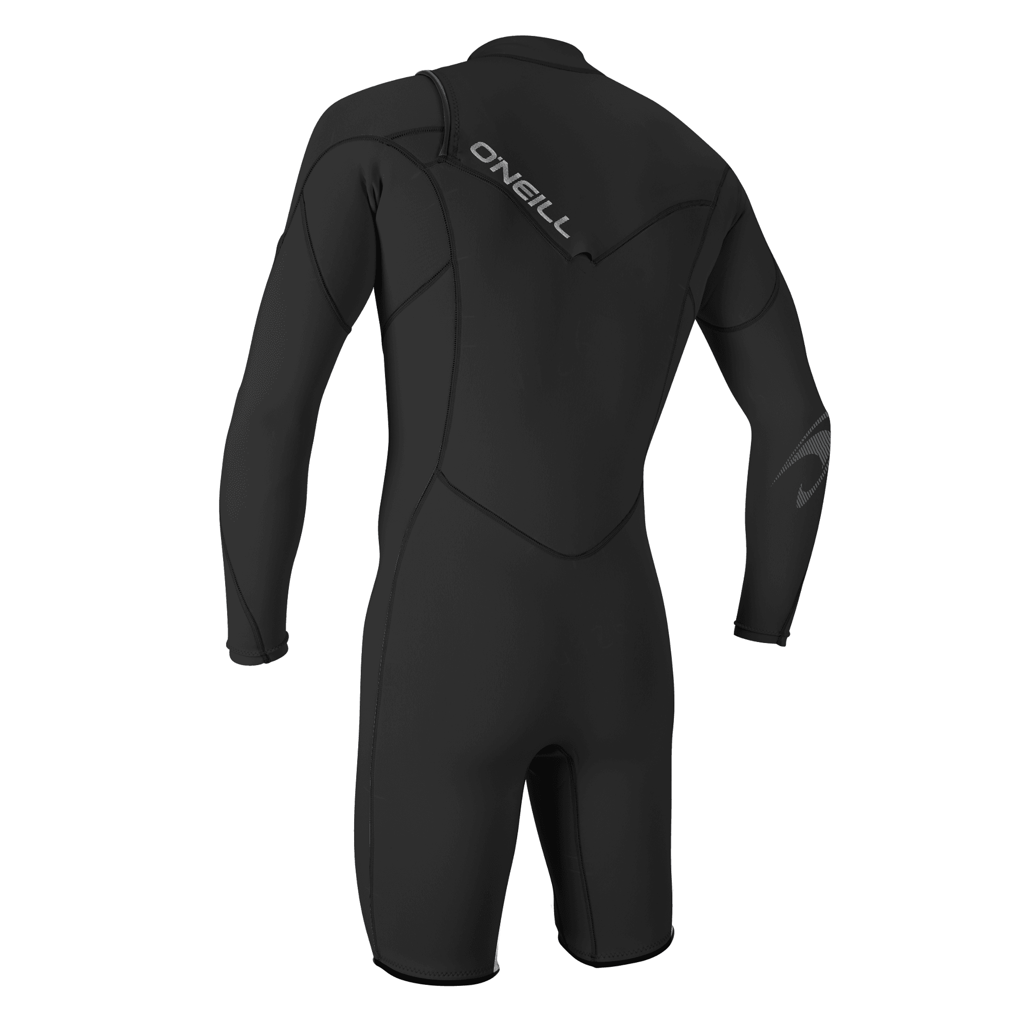 O'Neill Hammer 2mm Neoprenanzug - Windsport Fehmarn Schwarzer O'Neill Herren Hammer 2mm Kurzarm-Neoprenanzug von hinten gesehen, mit Brustreißverschluss.