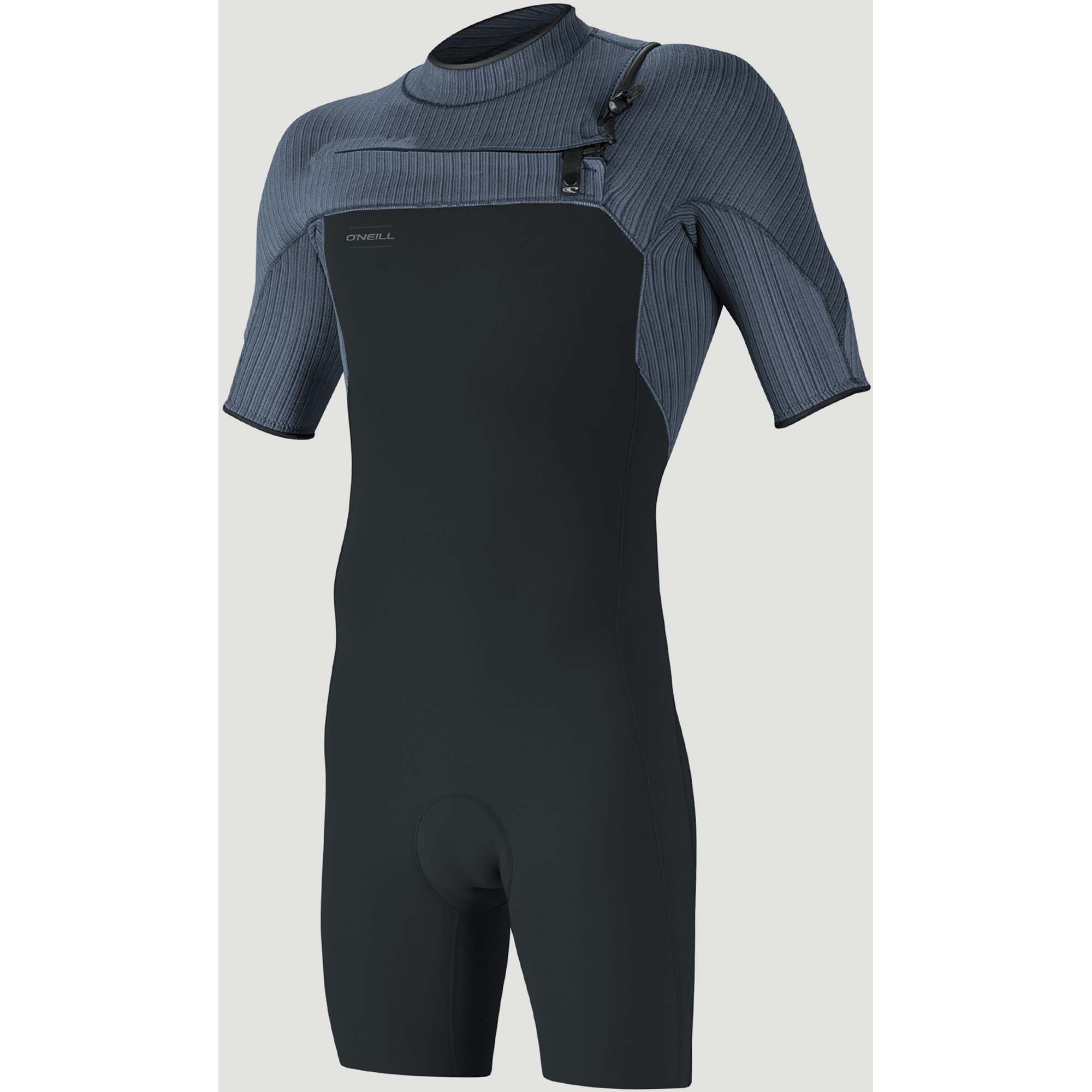 O'Neill Hyperfreak Herren Neoprenanzug - Windsport Fehmarn O'Neill Hyperfreak Herren Neoprenanzug mit kurzem Arm, Brust-Reißverschluss und schwarz-blauer Farbkombination.