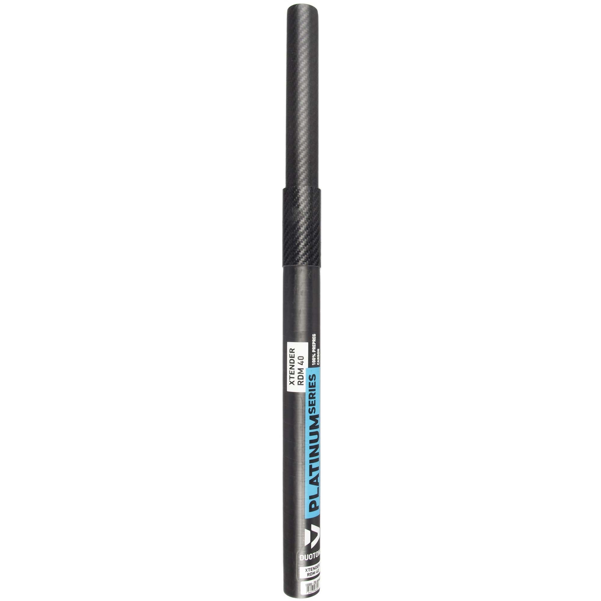 Duotone Platinum Series RDM Extension - Windsport Fehmarn Schwarze Duotone Platinum Serie RDM 40 Mastverlängerung aus Carbon vor weißem Hintergrund.