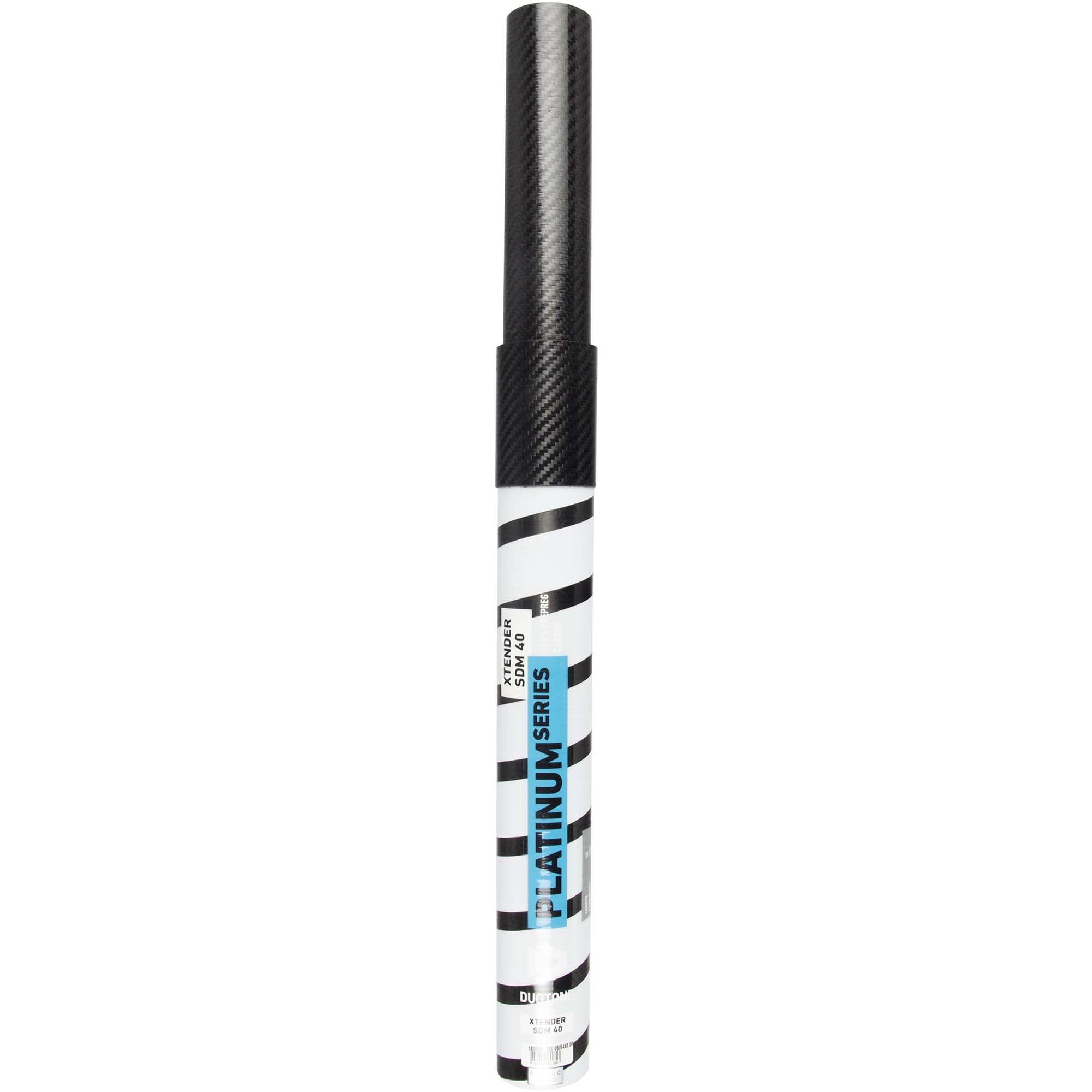 Duotone Platinum SDM Mastverlängerung - Windsport Fehmarn Duotone Platinum Series Mastverlängerung SDM 40 mit Carbon-Oberfläche und schwarz-weißem Streifenmuster auf weißem Grund.
