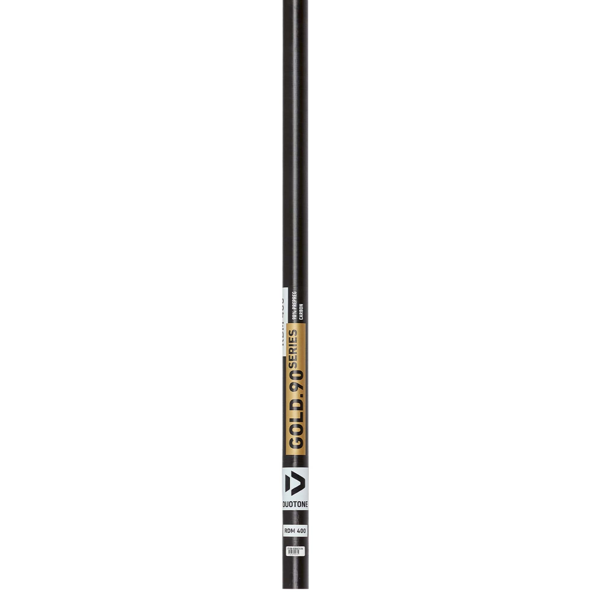 Duotone Gold 90 RDM Mast - Windsport Fehmarn Ein schwarzer Duotone Gold 90 RDM Carbonmast für Windsurfer vor weißem Hintergrund.