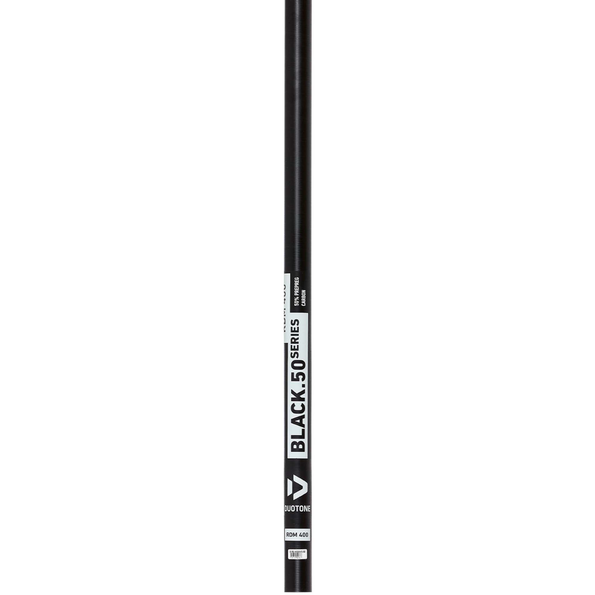 Duotone Black 50 RDM Mast - Windsport Fehmarn Duotone Black 50 RDM Windsurf-Mast in Schwarz mit Produktaufdruck auf weißem Hintergrund.