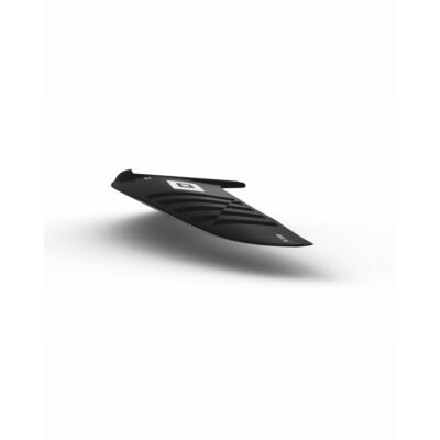 Schwarzer Carbon-Frontflügel für Wingfoiling vor weißem Hintergrund mit Markenlogo.