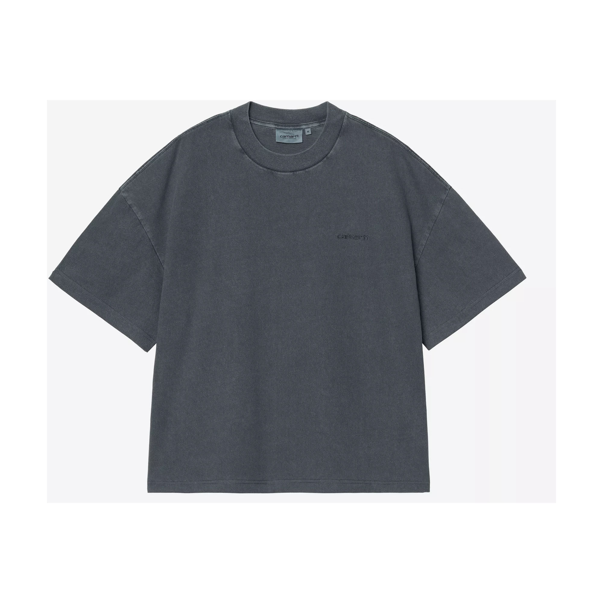 Carhartt WIP Benton T-Shirt Anthrazit - Windsport Fehmarn Dunkelgraues Carhartt WIP Benton T-Shirt mit kurzem Schnitt und dezentem Logostick auf der Brust.