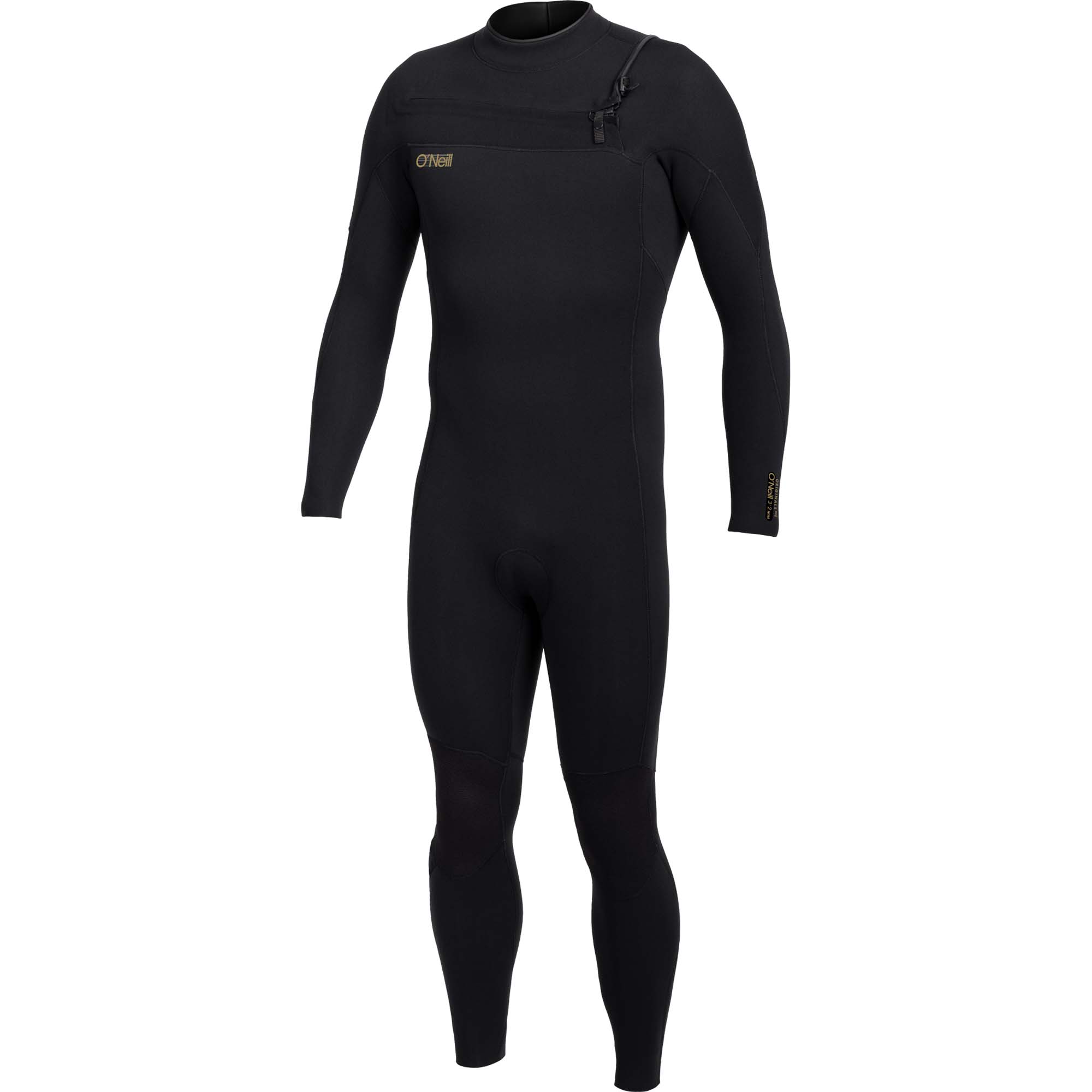 O'Neill O'Rigin Herren Neoprenanzug - Windsport Fehmarn Schwarzer O'Neill O'Rigin Neoprenanzug für Herren mit Front-Reißverschluss vor weißem Hintergrund.